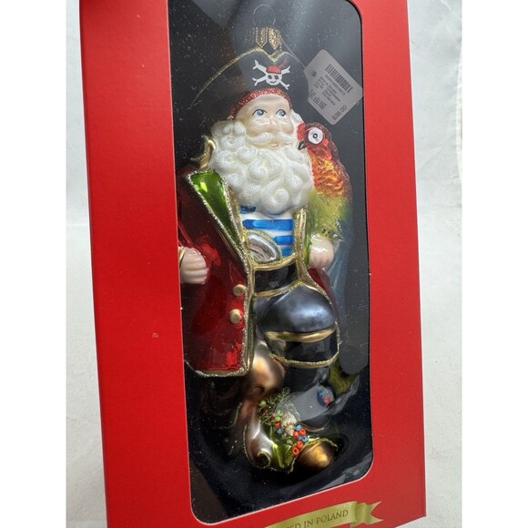 Trimsetter Dillards Pirate Santa Claus Glass Christmas Ornament Parrot Tree - Picture 5 of 9